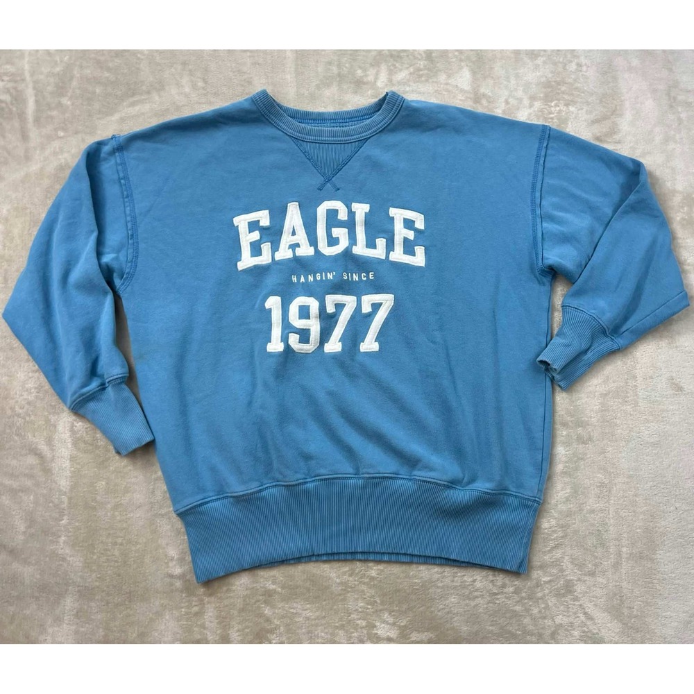 American Eagle Outfitters Womens Blue Graphic Sweatshirt Eagle 1977 XXS